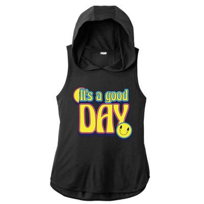 It's A Good Day Retro Positive Happy Ladies PosiCharge Tri-Blend Wicking Draft Hoodie Tank