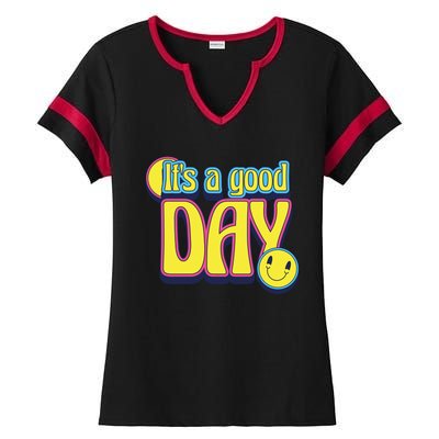 It's A Good Day Retro Positive Happy Ladies Halftime Notch Neck Tee