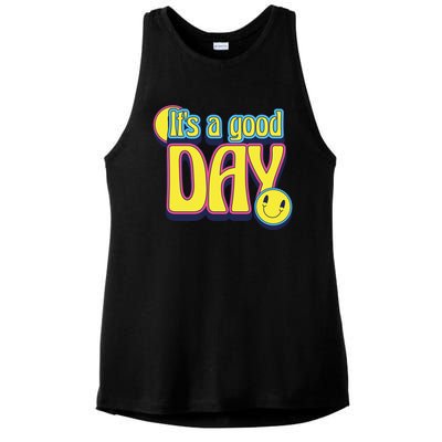 It's A Good Day Retro Positive Happy Ladies PosiCharge Tri-Blend Wicking Tank