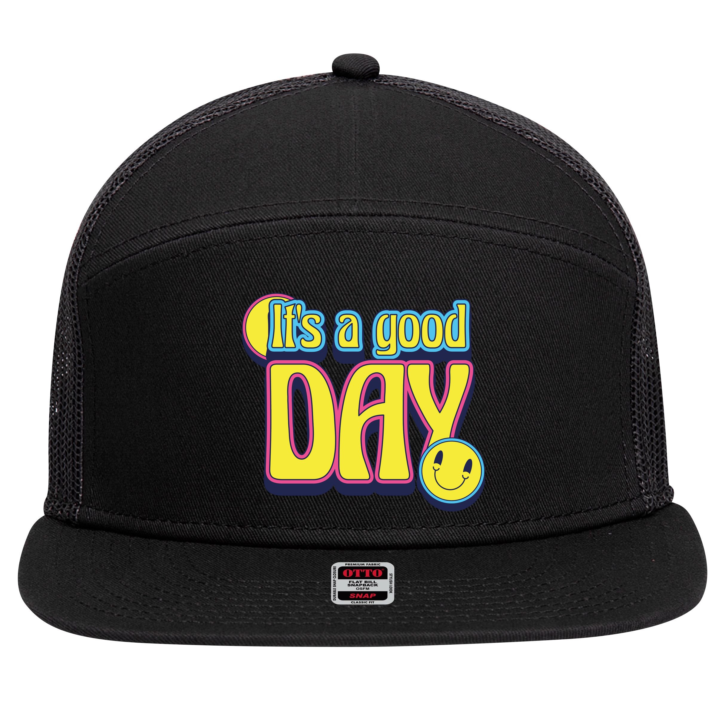 It's A Good Day Retro Positive Happy 7 Panel Mesh Trucker Snapback Hat