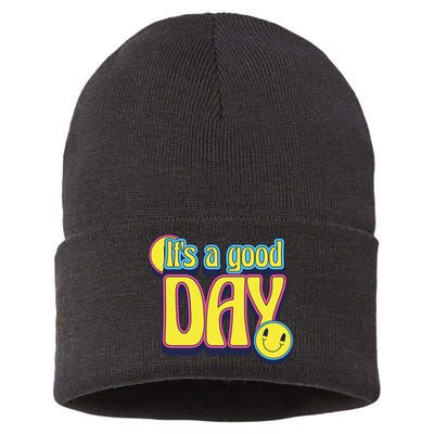 It's A Good Day Retro Positive Happy Sustainable Knit Beanie