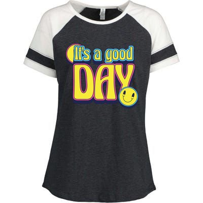 It's A Good Day Retro Positive Happy Enza Ladies Jersey Colorblock Tee