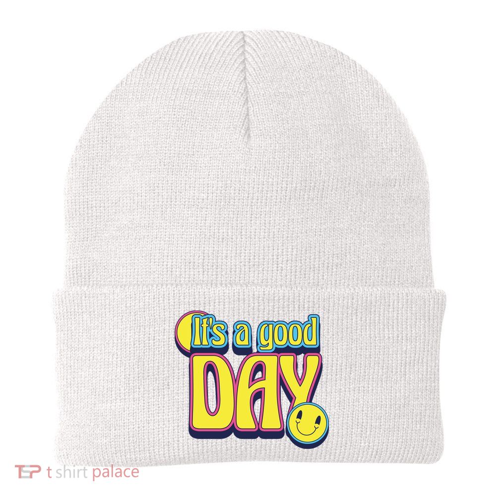 It's A Good Day Retro Positive Happy Beanie