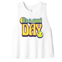 It's A Good Day Retro Positive Happy Women's Racerback Cropped Tank