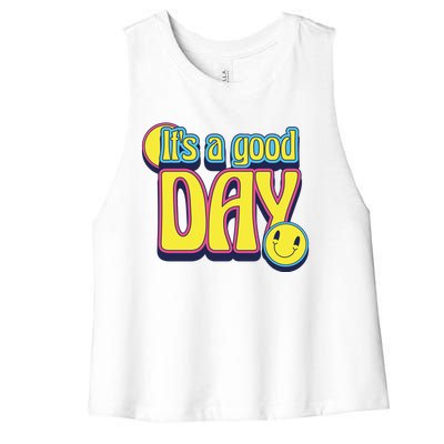 It's A Good Day Retro Positive Happy Women's Racerback Cropped Tank