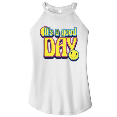 It's A Good Day Retro Positive Happy Women’s Perfect Tri Rocker Tank