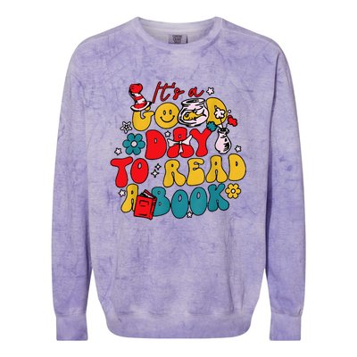 ItS A Good Day To Read A Book Reading Day Cat Teachers Colorblast Crewneck Sweatshirt