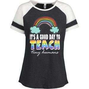 Its A Good Day TO Teach Tiny Humans Rainbow Enza Ladies Jersey Colorblock Tee