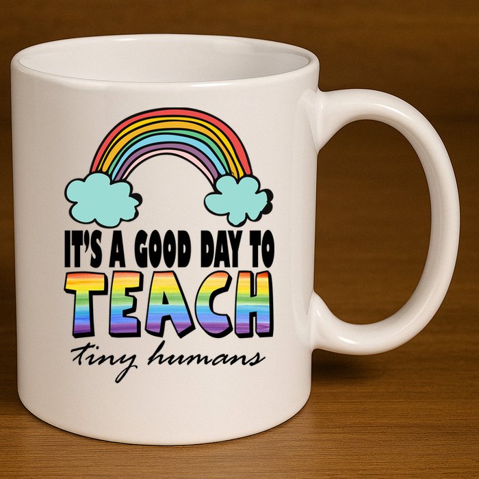 Its A Good Day TO Teach Tiny Humans Rainbow 11oz C Handle Ceramic Mug