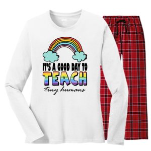 Its A Good Day TO Teach Tiny Humans Rainbow Women's Long Sleeve Flannel Pajama Set 