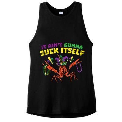 It Aint Gonna Suck Itself Crawfish Vintage Mardi Gras Ladies PosiCharge Tri-Blend Wicking Tank