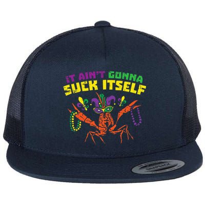 It Aint Gonna Suck Itself Crawfish Vintage Mardi Gras Flat Bill Trucker Hat