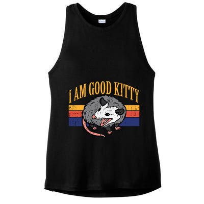 I Am Good Kitty Opossum Retro Possum Cat Pet Ladies PosiCharge Tri-Blend Wicking Tank