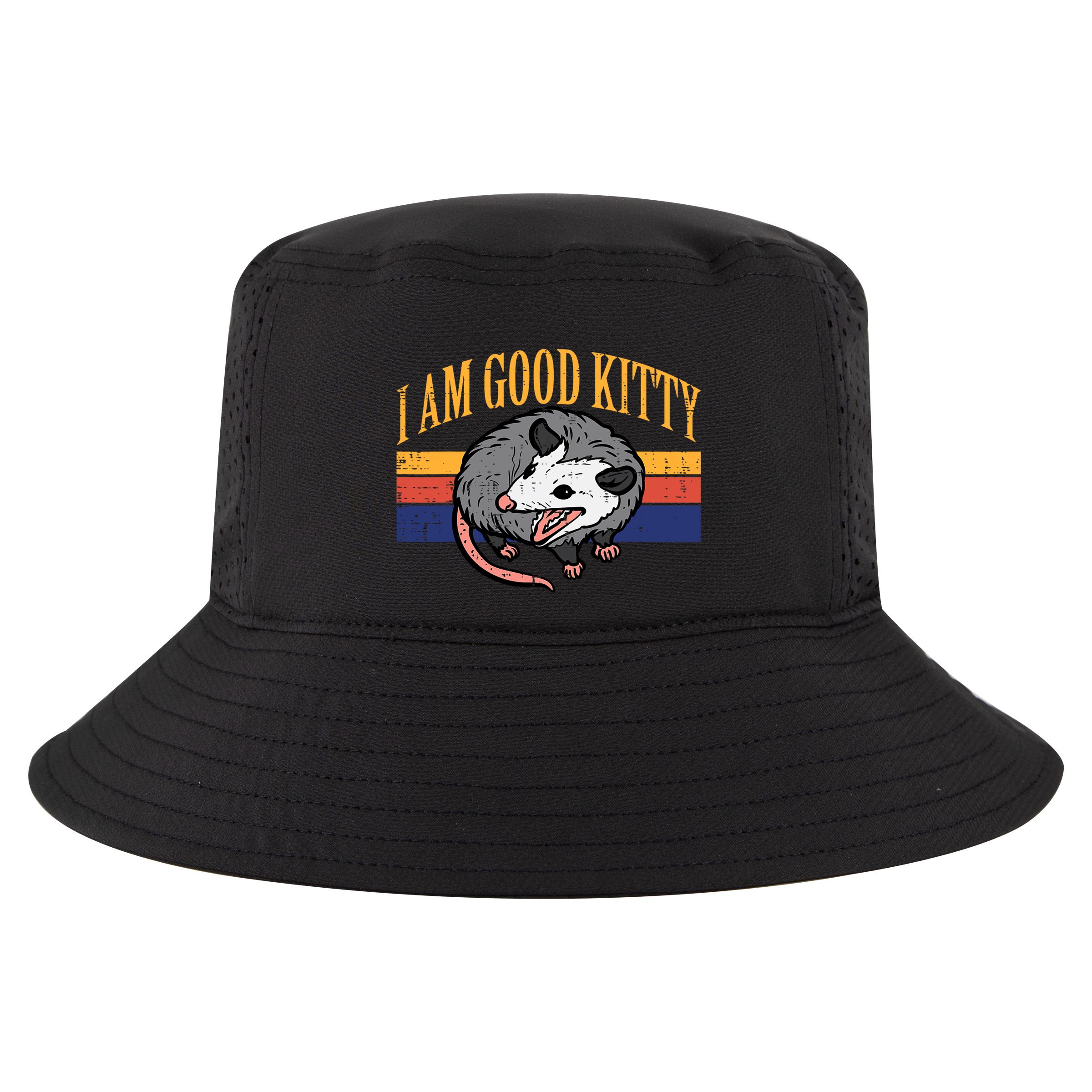 I Am Good Kitty Opossum Retro Possum Cat Pet Cool Comfort Performance Bucket Hat