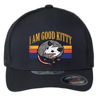 I Am Good Kitty Opossum Retro Possum Cat Pet Flexfit Unipanel Trucker Cap
