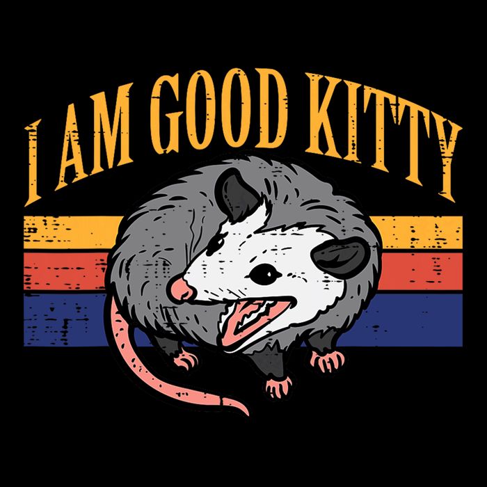 I Am Good Kitty Opossum Retro Possum Cat Pet Flexfit Unipanel Trucker Cap