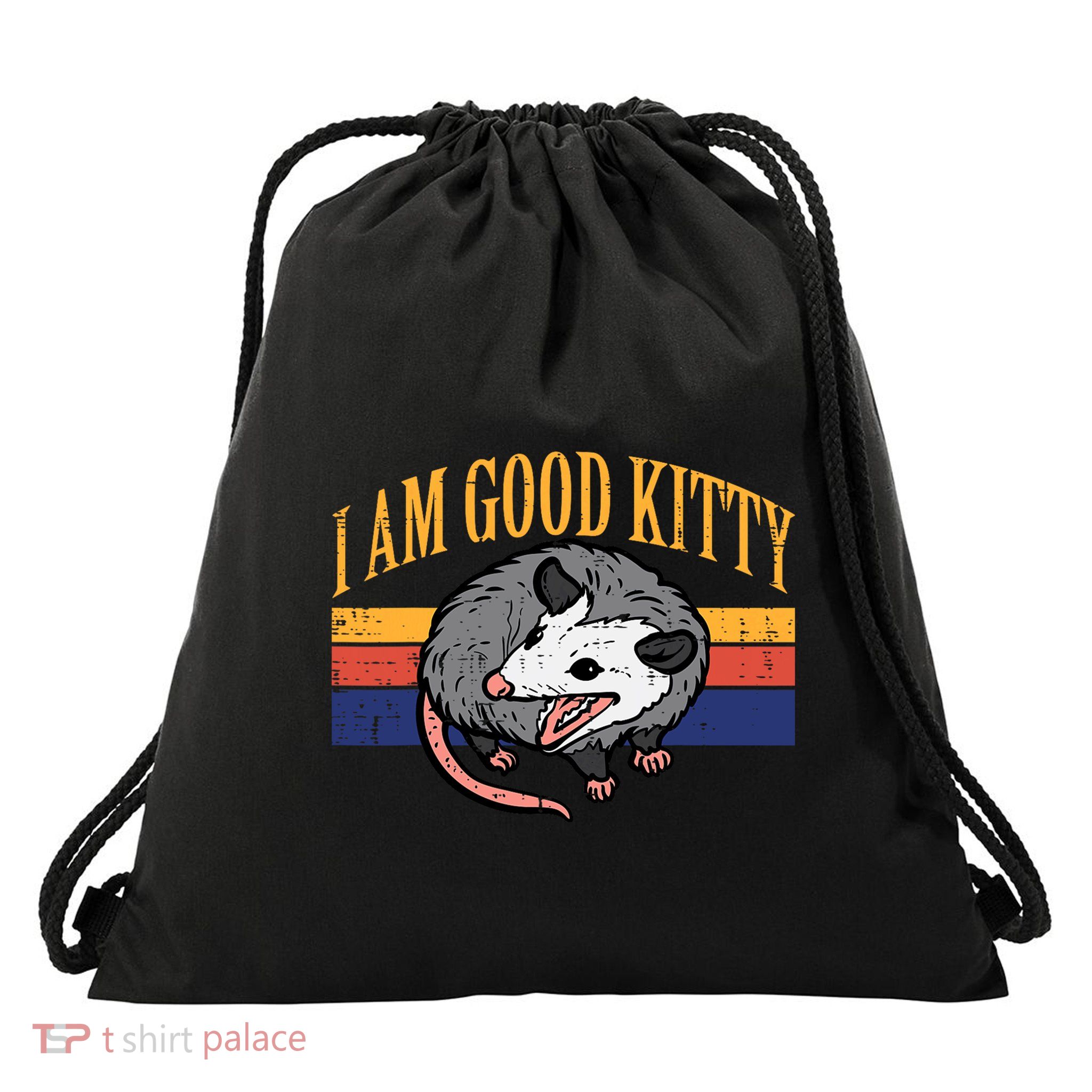 I Am Good Kitty Opossum Retro Possum Cat Pet Drawstring Bag
