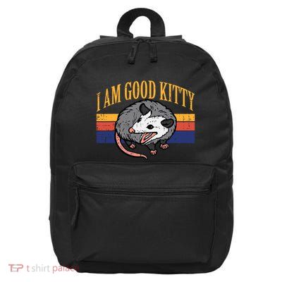 I Am Good Kitty Opossum Retro Possum Cat Pet 16 in Basic Backpack