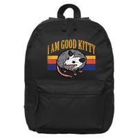 I Am Good Kitty Opossum Retro Possum Cat Pet 16 in Basic Backpack