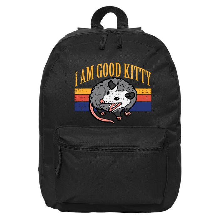 I Am Good Kitty Opossum Retro Possum Cat Pet 16 in Basic Backpack
