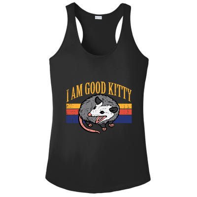 I Am Good Kitty Opossum Retro Possum Cat Pet Ladies PosiCharge Competitor Racerback Tank