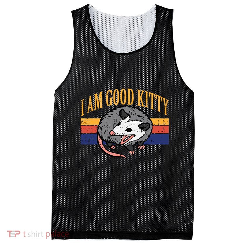 I Am Good Kitty Opossum Retro Possum Cat Pet Mesh Reversible Basketball Jersey Tank