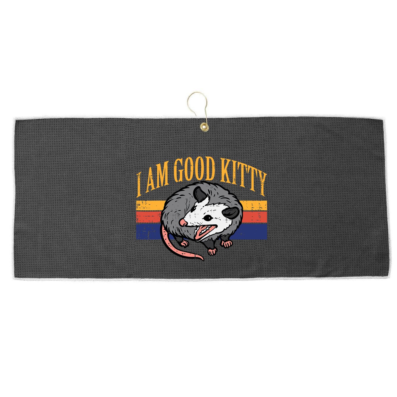 I Am Good Kitty Opossum Retro Possum Cat Pet Large Microfiber Waffle Golf Towel