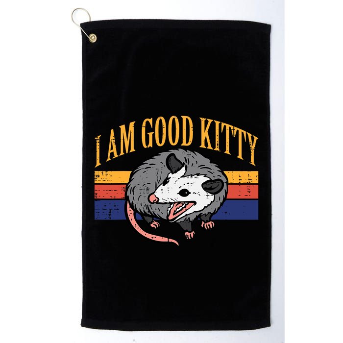 I Am Good Kitty Opossum Retro Possum Cat Pet Golf Towel