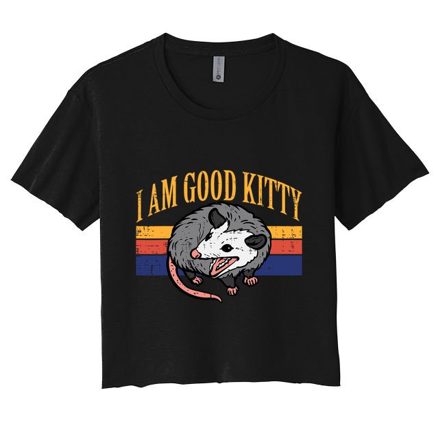 I Am Good Kitty Opossum Retro Possum Cat Pet Crop Top