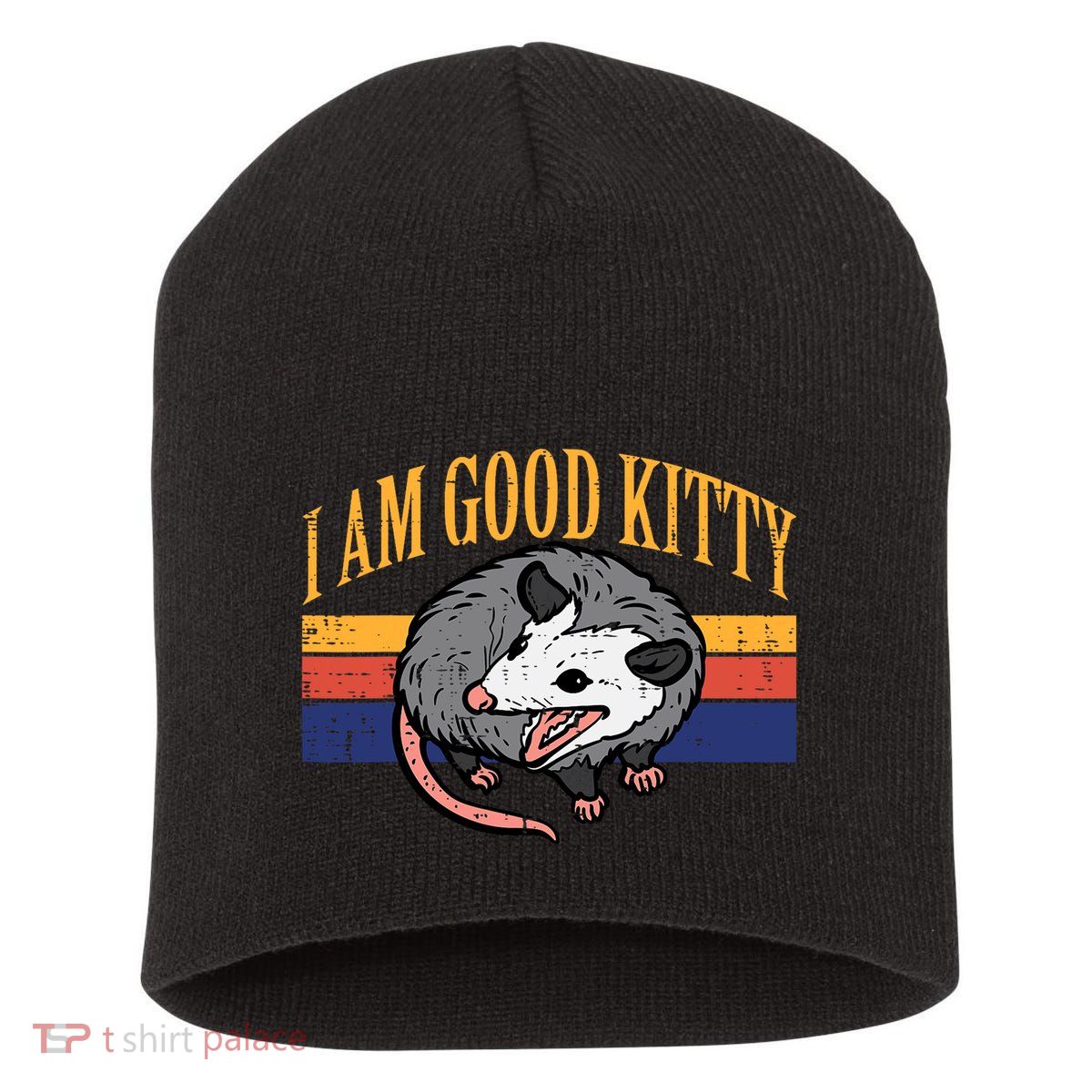 I Am Good Kitty Opossum Retro Possum Cat Pet Short Acrylic Beanie
