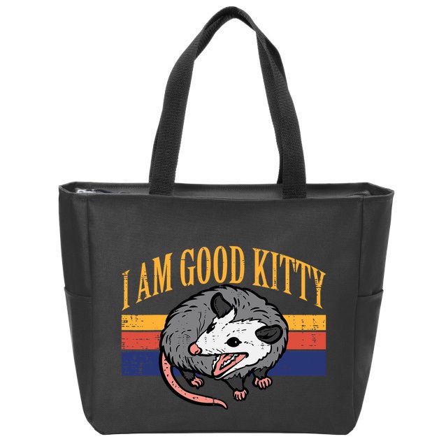 I Am Good Kitty Opossum Retro Possum Cat Pet Zip Tote Bag