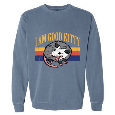 I Am Good Kitty Opossum Retro Possum Cat Pet Garment-Dyed Sweatshirt