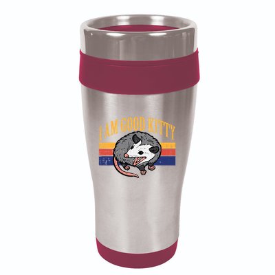 I Am Good Kitty Opossum Retro Possum Cat Pet 16oz Travel Tumbler