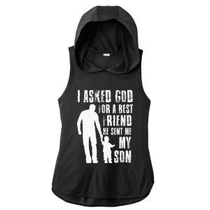 I Asked God For A Best Friend He Sent Me My Son Fathers Day Ladies PosiCharge Tri-Blend Wicking Draft Hoodie Tank