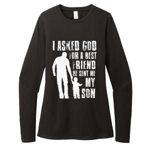 I Asked God For A Best Friend He Sent Me My Son Fathers Day Womens CVC Long Sleeve Shirt