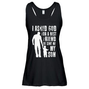 I Asked God For A Best Friend He Sent Me My Son Fathers Day Ladies Essential Flowy Tank