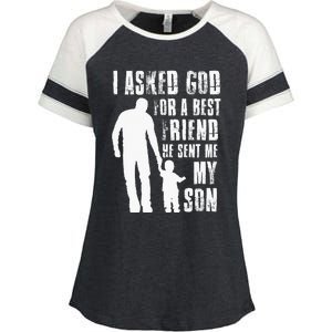 I Asked God For A Best Friend He Sent Me My Son Fathers Day Enza Ladies Jersey Colorblock Tee