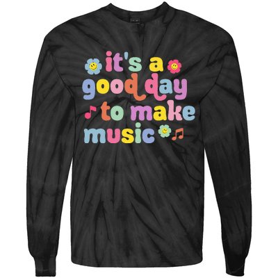 It's A Good Day To Make Music Music Teacher Retro Groovy Tie-Dye Long Sleeve Shirt