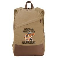 I Asked God Partner In Crime He Sent Me My Smartass Daughter Cotton Canvas Backpack