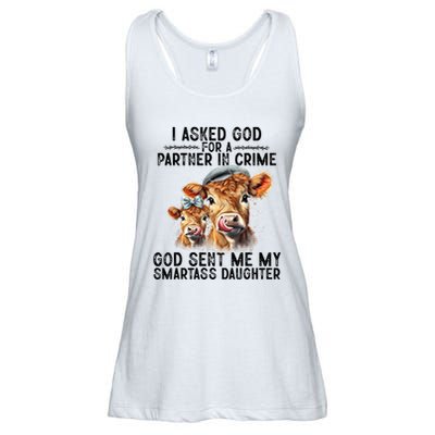 I Asked God Partner In Crime He Sent Me My Smartass Daughter Ladies Essential Flowy Tank
