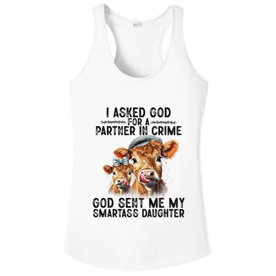 I Asked God Partner In Crime He Sent Me My Smartass Daughter Ladies PosiCharge Competitor Racerback Tank
