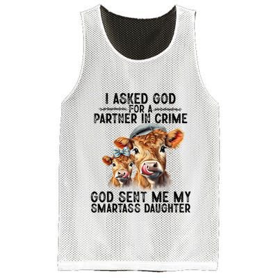 I Asked God Partner In Crime He Sent Me My Smartass Daughter Mesh Reversible Basketball Jersey Tank