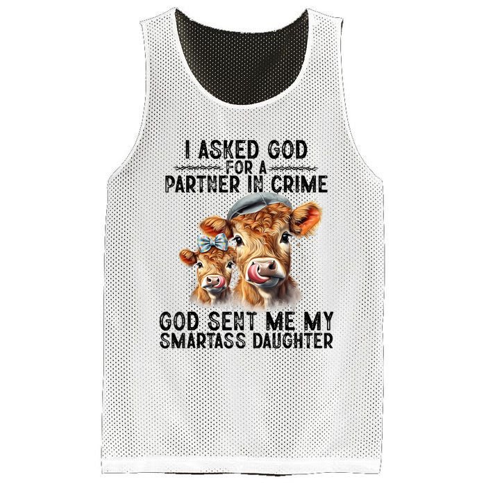 I Asked God Partner In Crime He Sent Me My Smartass Daughter Mesh Reversible Basketball Jersey Tank