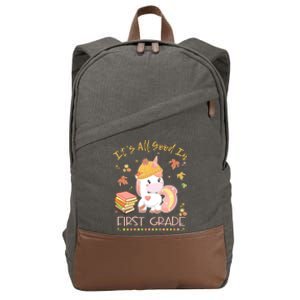 Its All Good In First Grade Autumn Unicorn Teacher Gift Cotton Canvas Backpack