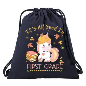 Its All Good In First Grade Autumn Unicorn Teacher Gift Drawstring Bag