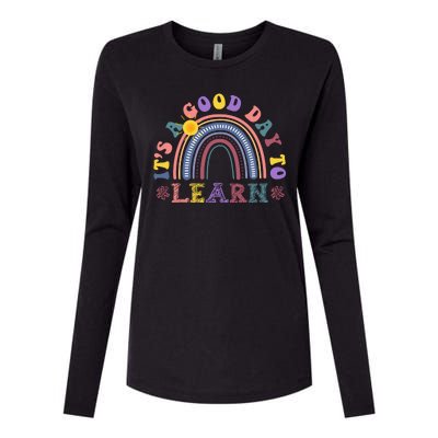 It's A Good Day To Learn Colorful Rainbow Back To School Womens Cotton Relaxed Long Sleeve T-Shirt