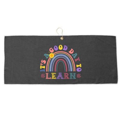 It's A Good Day To Learn Colorful Rainbow Back To School Large Microfiber Waffle Golf Towel