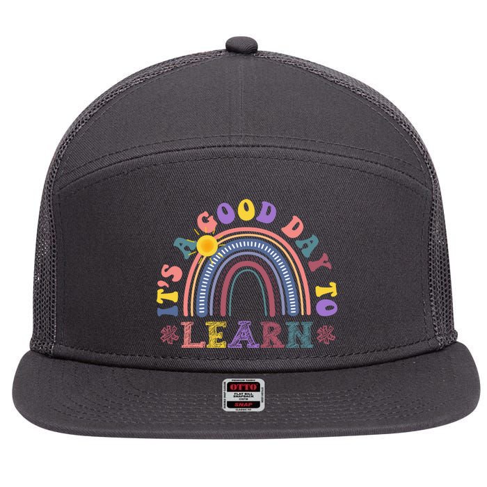 It's A Good Day To Learn Colorful Rainbow Back To School 7 Panel Mesh Trucker Snapback Hat