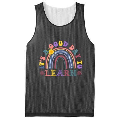 It's A Good Day To Learn Colorful Rainbow Back To School Mesh Reversible Basketball Jersey Tank