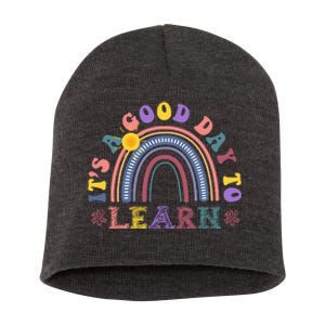 It's A Good Day To Learn Colorful Rainbow Back To School Short Acrylic Beanie